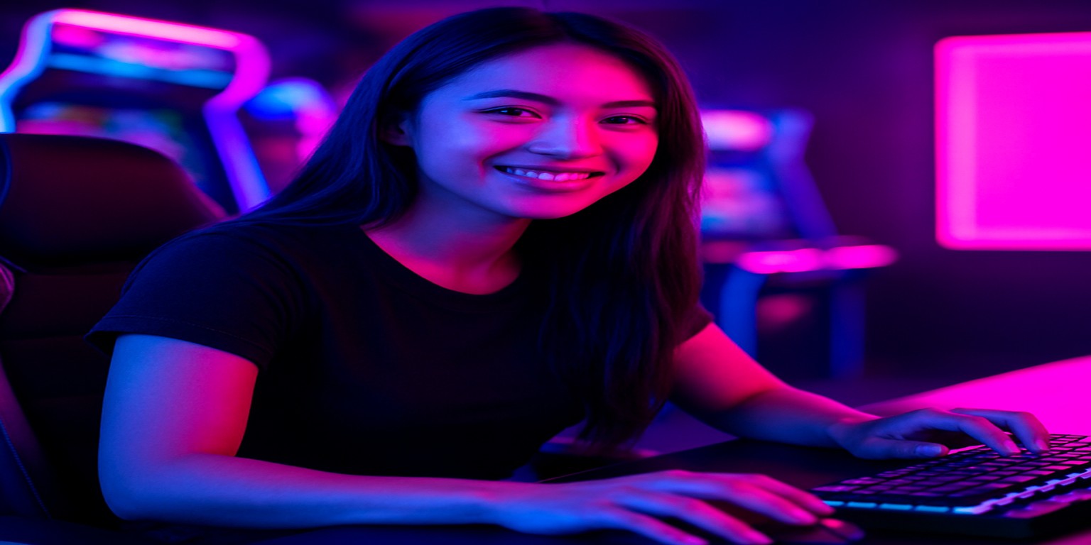 ek33-এ গেম উপভোগ করছেন একজন নারী